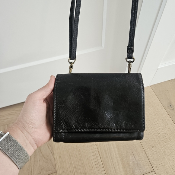 Derek Alexander Mini Black Derby 100% Leather Crossbody Bag/Wallet Belt Loop - Picture 4 of 8